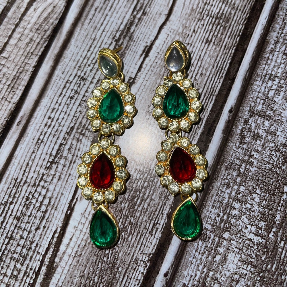 Green and Red Earrings